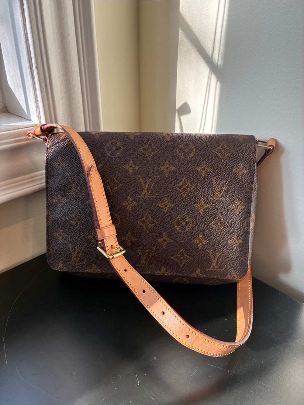 Louis Vuitton Monogram Canvas Musette Tango Shoulder Bag Made in France